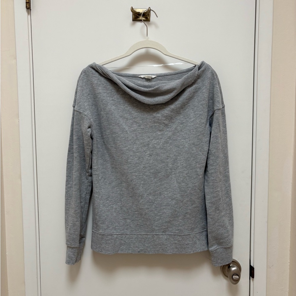 Caslon Heather Gray Knit Top Cowl Neck Cotton Blend XS
